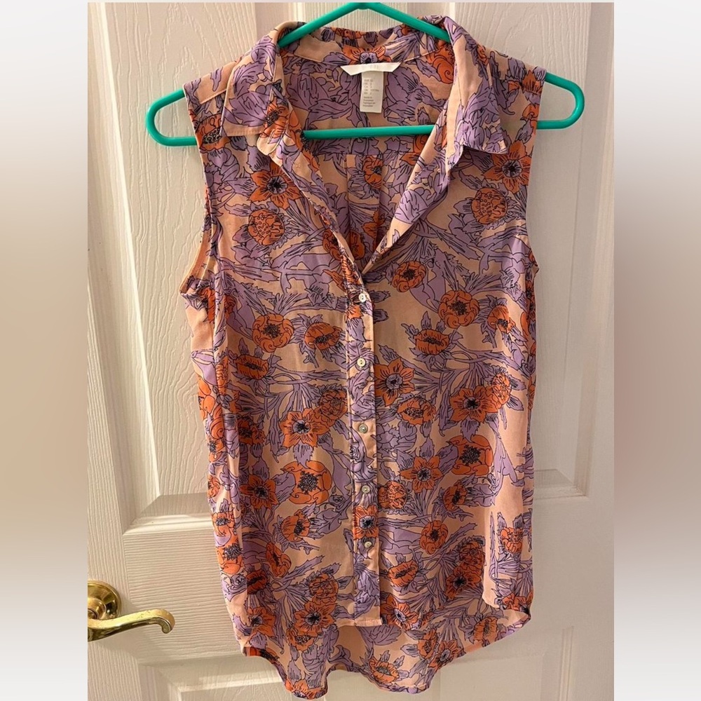 H&M Floral Sleeveless Button-Up Blouse